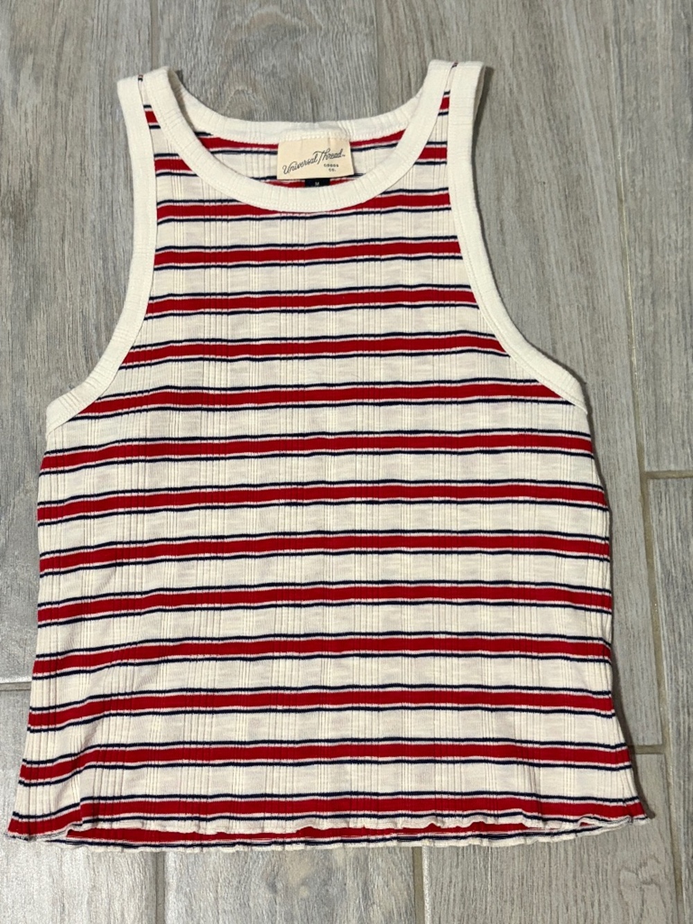 NWOT! Women's Vintage Thread Ribbed Red/White Striped Tank - MEDIUM
